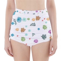 Flower Leaf Leaves Background Floral High-waisted Bikini Bottoms