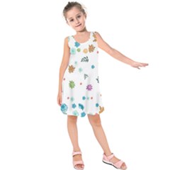 Flowers Flower Leaf Leaves Background Floral Flora Kids  Sleeveless Dress