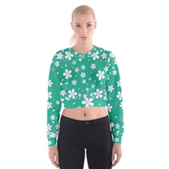 Illustration Background Daisy Flower Floral Cropped Sweatshirt by danenraven