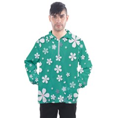 Illustration Background Daisy Flower Floral Men s Half Zip Pullover by danenraven