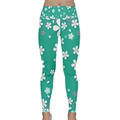 Illustration Background Daisy Flower Floral Lightweight Velour Classic Yoga Leggings by danenraven