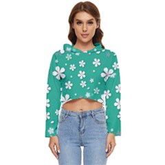 Illustration Background Daisy Flower Floral Women s Lightweight Cropped Hoodie by danenraven