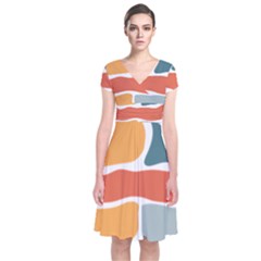 Geometric Bricks   Short Sleeve Front Wrap Dress by ConteMonfreyShop