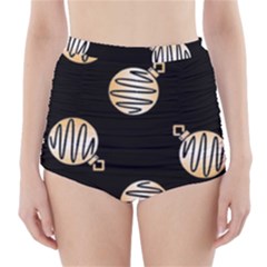 Gold Ornaments Black High-waisted Bikini Bottoms