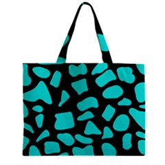 Cow Background Neon Blue Black Zipper Mini Tote Bag by ConteMonfreyShop