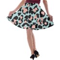 Blue And Pink Jaguar Dots Leopard A-line Skater Skirt View2