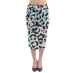 Blue And Pink Jaguar Dots Leopard Midi Pencil Skirt by ConteMonfreyShop