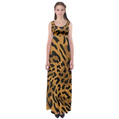 Leopard Print Jaguar Dots Brown Empire Waist Maxi Dress by ConteMonfreyShop