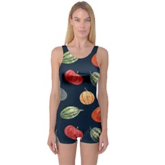 Vintage Vegetables  One Piece Boyleg Swimsuit