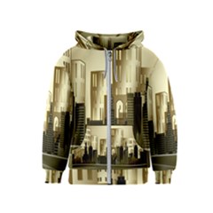 Architecture City House Kids  Zipper Hoodie