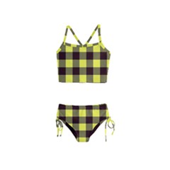 Black And Yellow Big Plaids Girls  Tankini Swimsuit by ConteMonfrey