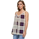 Gray, purple and blue plaids Casual Spaghetti Strap Chiffon Top View2