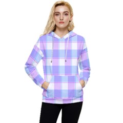 Cotton Candy Plaids - Blue, Pink, White Women s Lightweight Drawstring Hoodie by ConteMonfrey