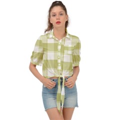 Green Tea Plaids - Green White Tie Front Shirt  by ConteMonfrey