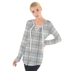 Vintage Gray Plaids Tie Up Tee by ConteMonfrey