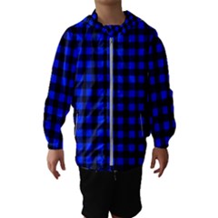 Black And Bic Blue Plaids Kids  Hooded Windbreaker by ConteMonfrey