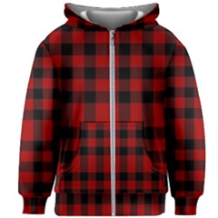 Red And Black Plaids Kids  Zipper Hoodie Without Drawstring by ConteMonfrey