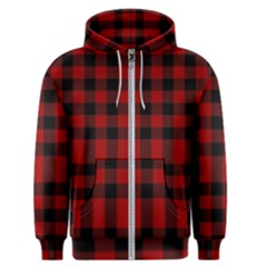 Red And Black Plaids Men s Zipper Hoodie by ConteMonfrey