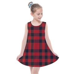 Red And Black Plaids Kids  Summer Dress