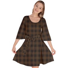 Brown And Black Small Plaids Velour Kimono Dress by ConteMonfrey