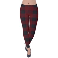 Dark Red Classic Plaids Velvet Leggings by ConteMonfrey