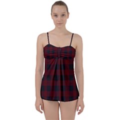 Dark Red Classic Plaids Babydoll Tankini Set by ConteMonfrey