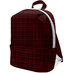 Dark Red Small Plaids Lines Zip Up Backpack by ConteMonfrey