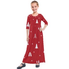 Abstract-cute-christmas Seamless Kids  Quarter Sleeve Maxi Dress by nateshop