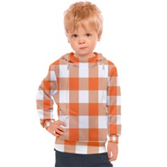 Orange And White Plaids Kids  Hooded Pullover by ConteMonfrey