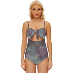 Background-abstrac Knot Front One-piece Swimsuit by nateshop