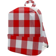 Red And White Plaids Zip Up Backpack by ConteMonfrey