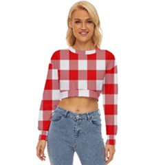 Red And White Plaids Lightweight Long Sleeve Sweatshirt by ConteMonfrey