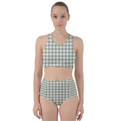 Green Tea White Small Plaids Racer Back Bikini Set by ConteMonfrey