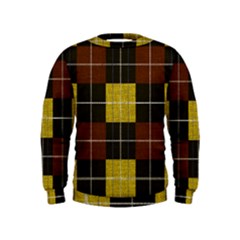 Modern Black Red Golden Plaids Kids  Sweatshirt by ConteMonfrey