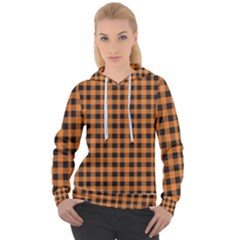 Orange Black Small Plaids Women s Overhead Hoodie by ConteMonfrey