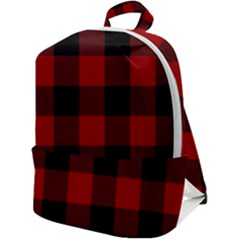 Red And Black Plaids Zip Up Backpack by ConteMonfrey