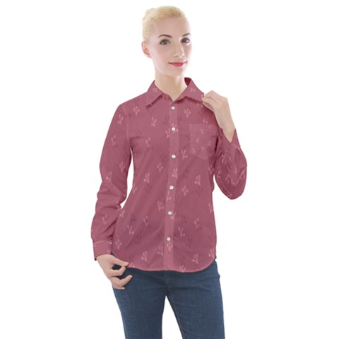 Background-flower Pattern Women s Long Sleeve Pocket Shirt by nateshop