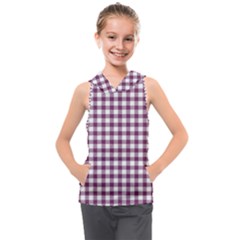 Straight Purple White Small Plaids  Kids  Sleeveless Hoodie by ConteMonfrey