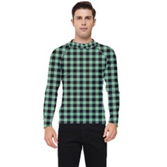 Straight Green Black Small Plaids   Men s Long Sleeve Rash Guard by ConteMonfrey