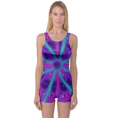 Wallpaper Tie Dye Pattern One Piece Boyleg Swimsuit by Wegoenart