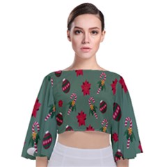 Cute ,merry Christmas Tie Back Butterfly Sleeve Chiffon Top by nateshop