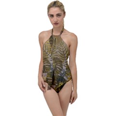 Nature Monstera Leaves Leaf Foliage Boho Style Go With The Flow One Piece Swimsuit