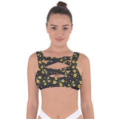 Nature Pattern Texture Flower Wing Bandaged Up Bikini Top by Wegoenart