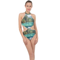 Blausee Naturpark - Switzerland Halter Side Cut Swimsuit by ConteMonfrey