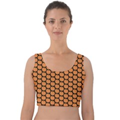 Cute Pumpkin Black Small Velvet Crop Top by ConteMonfrey