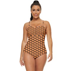 Cute Pumpkin Black Small Retro Full Coverage Swimsuit by ConteMonfrey