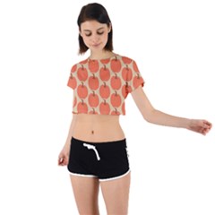 Cute Pumpkin Tie Back Short Sleeve Crop Tee by ConteMonfrey