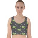 Green Vampire Mouth - Halloween Modern Decor Velvet Racer Back Crop Top View1