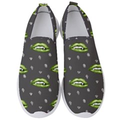 Green Vampire Mouth - Halloween Modern Decor Men s Slip On Sneakers by ConteMonfrey