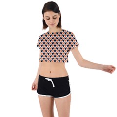 Halloween Plaids Arrow Tie Back Short Sleeve Crop Tee by ConteMonfrey